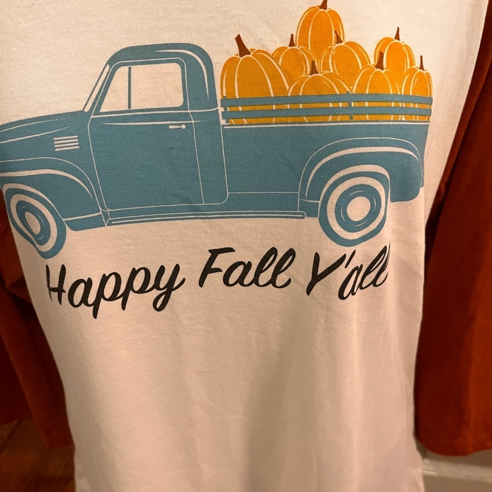 Happy Fall Y'all Raglan Tee size L - Picture 4 of 7